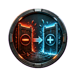 Turned the Tide achievement badge showing a negative gate becoming positive