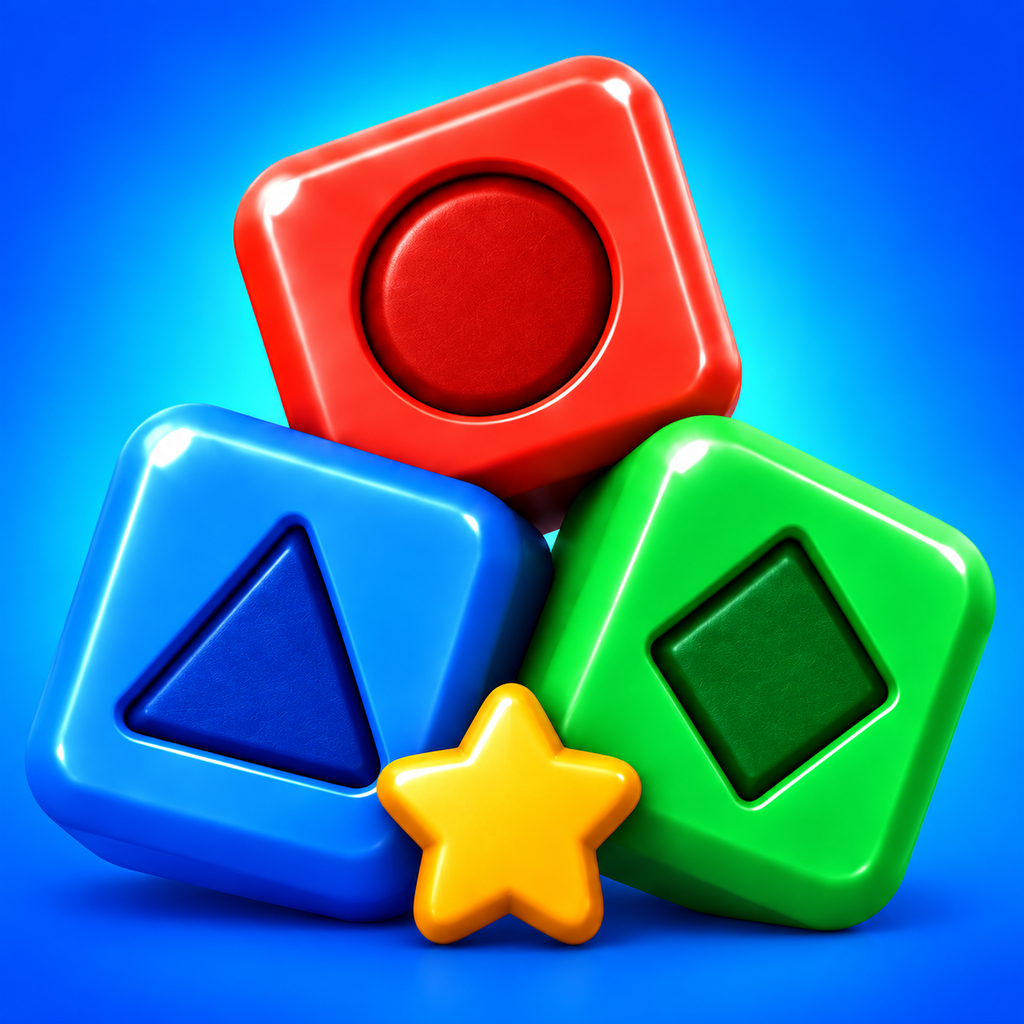 Crumblox app icon with colorful toy blocks and a gold star