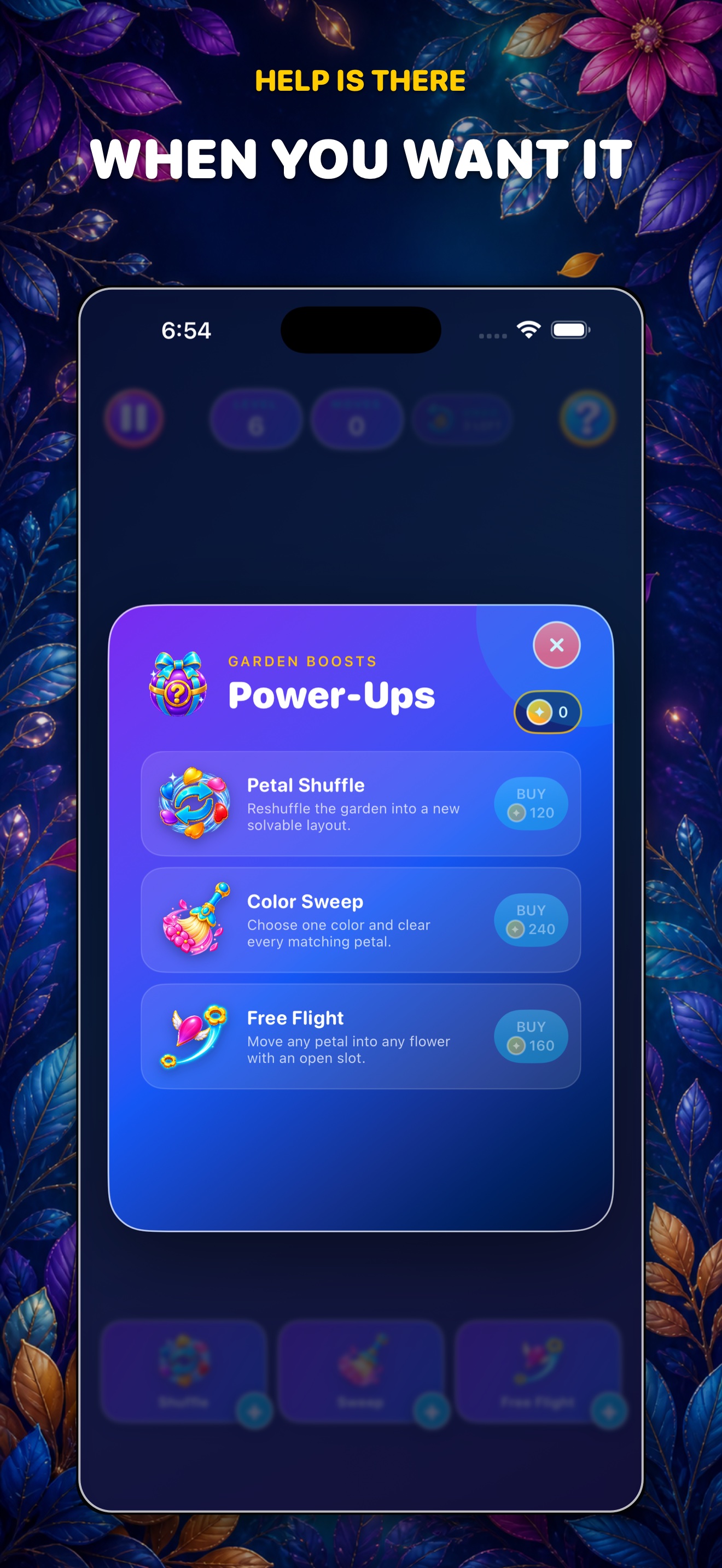 Petal Loom Sort power-ups are there when you want help
